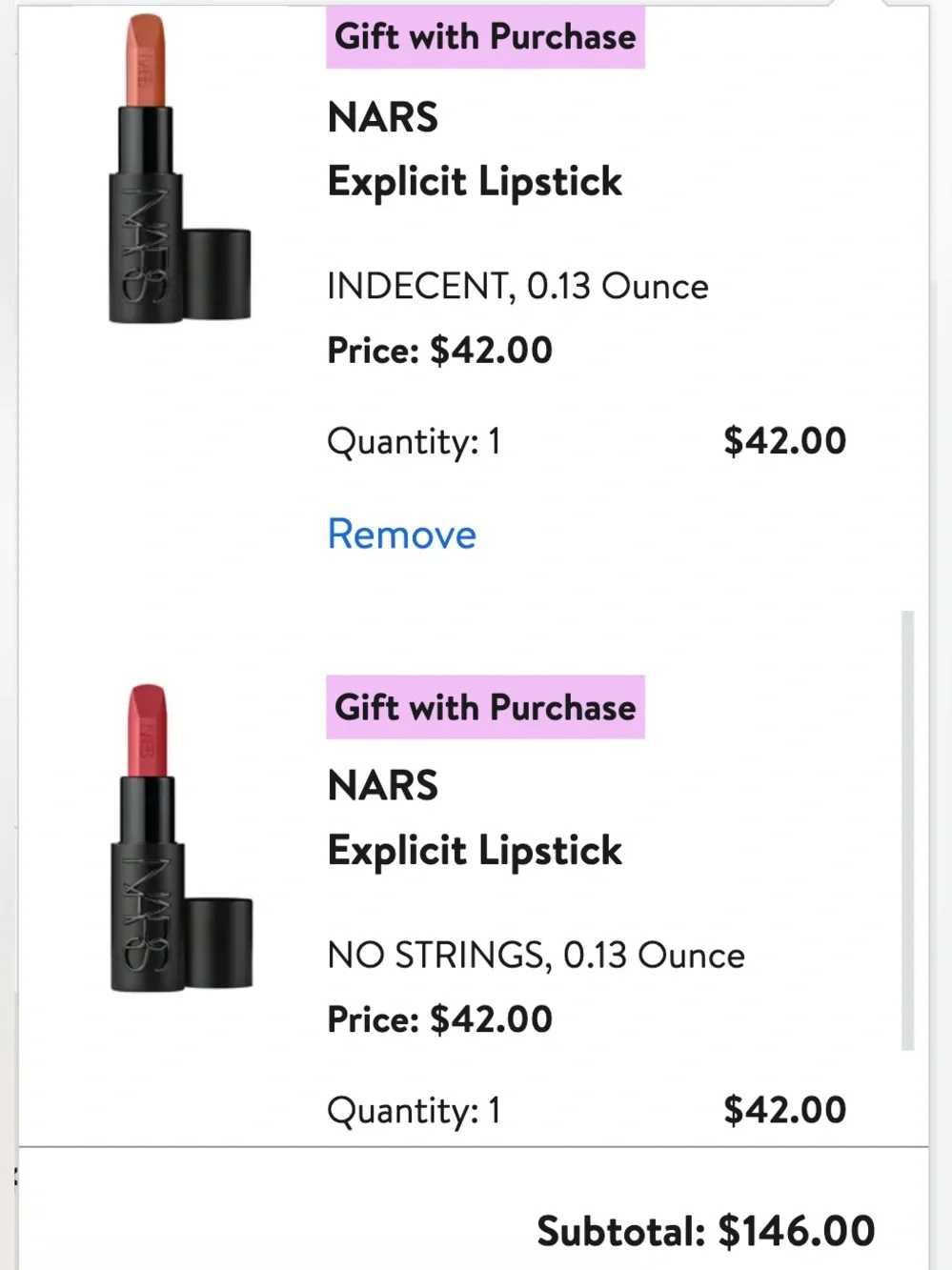 NARS lip makeup